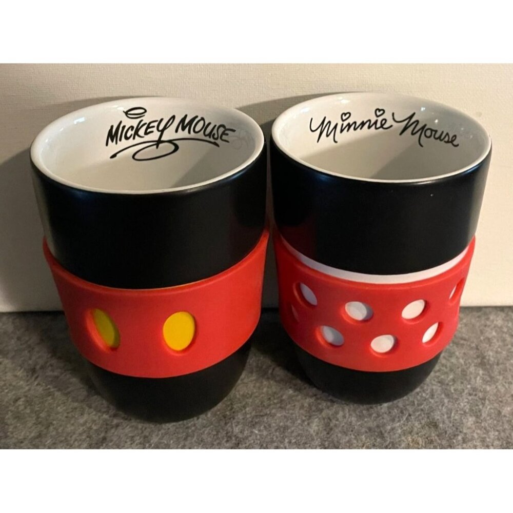 Pair of Mickey and Minnie Coffee Mugs with Silicone Grip  # 1908